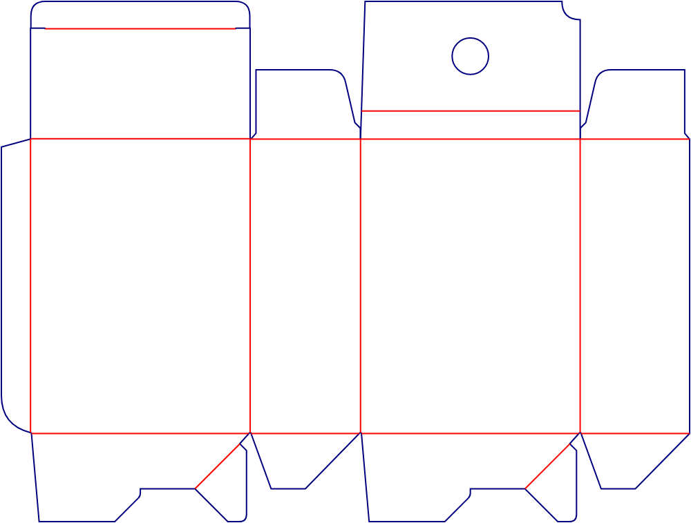 Flat dieline template for auto-lock bottom cartons, style E60187.
