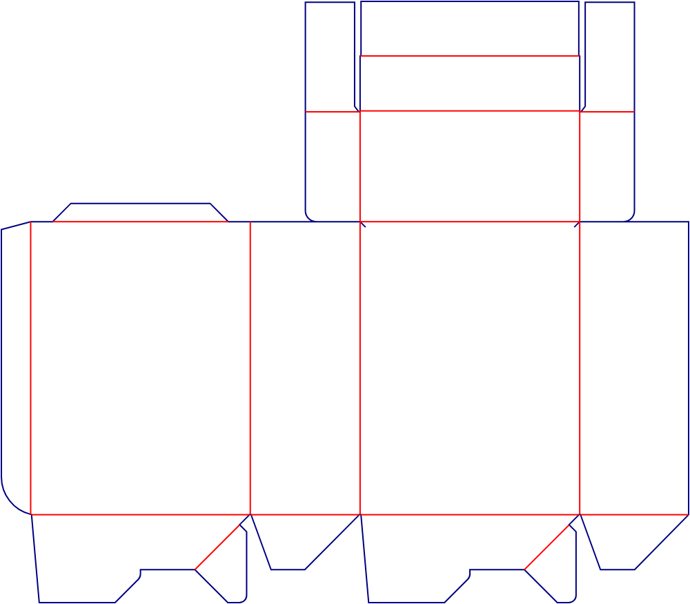 Flat dieline template for folding cartons, style E60189.
