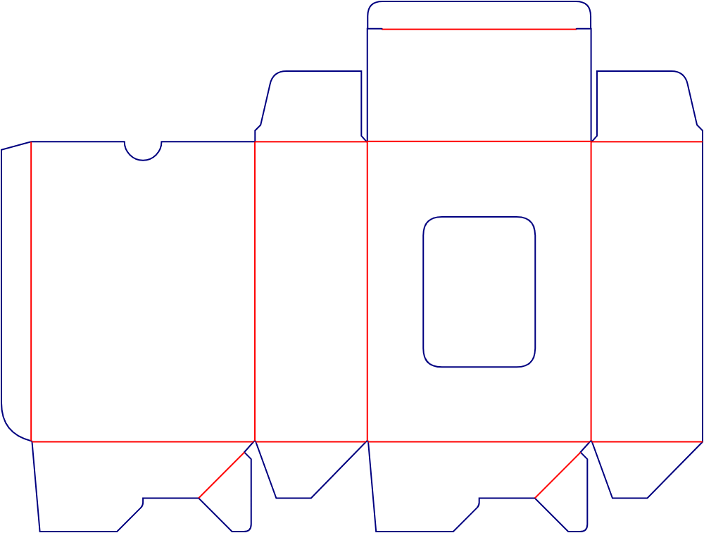 Flat dieline template for auto-lock bottom cartons, style E60200.