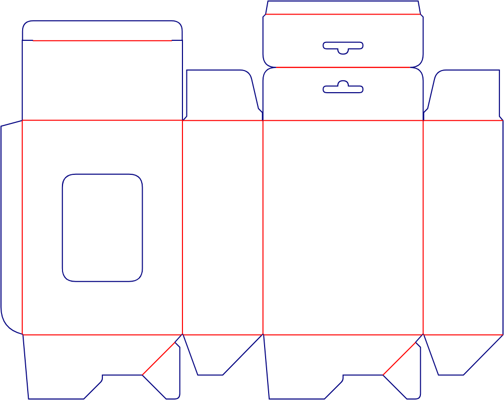 Flat dieline template for auto-lock bottom cartons, style E60203.