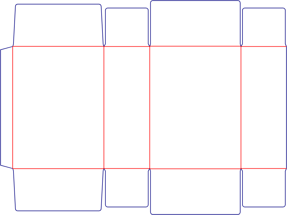 Flat dieline template for folding cartons, style E60216.