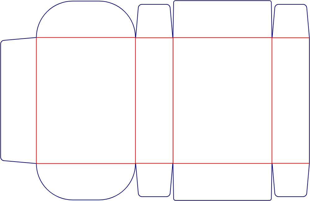 Flat dieline template for hinged-lid folding cartons, style E60217.