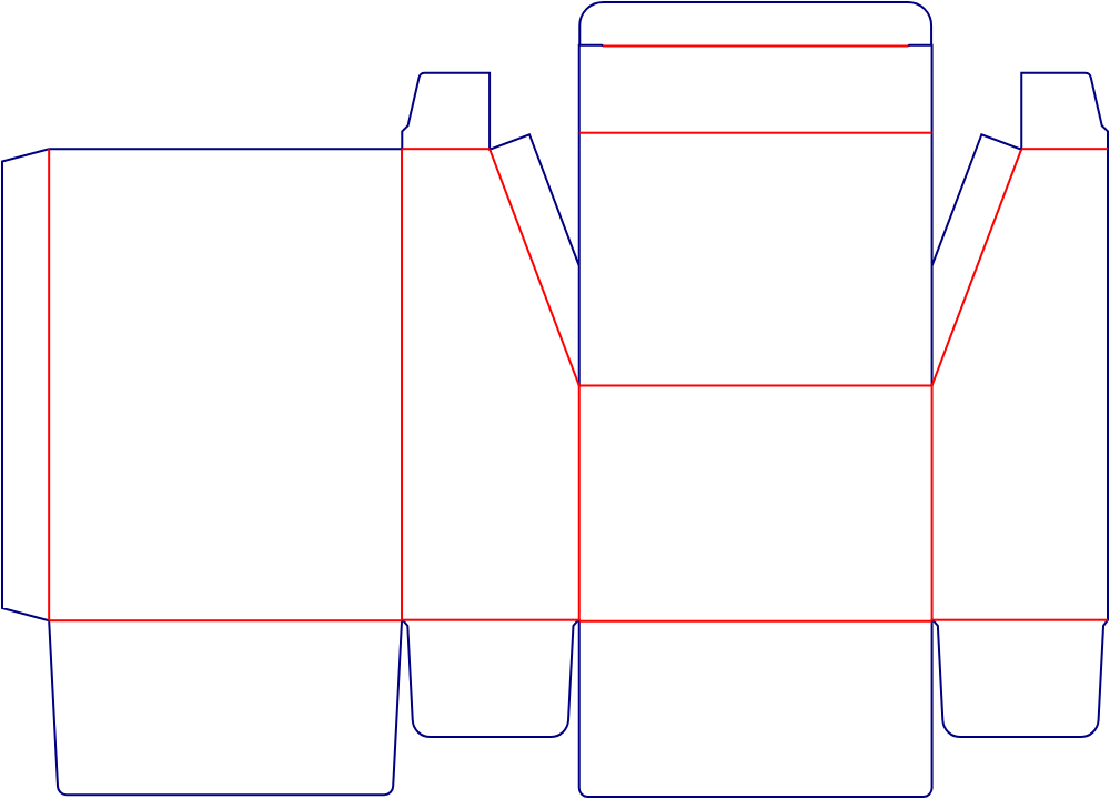 Flat dieline template for tuck-end cartons, style E60226.