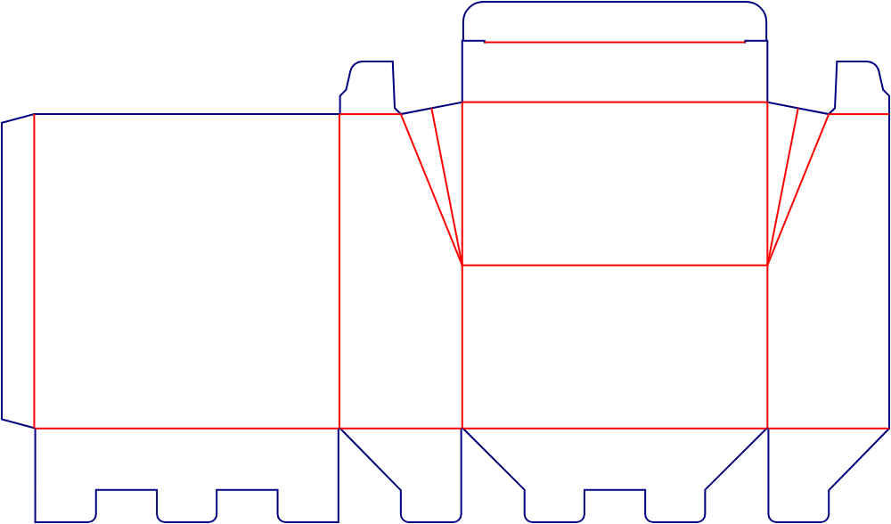Flat dieline template for tuck-end cartons, style E60227.
