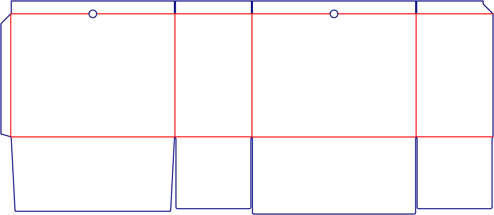 Flat dieline template for open-top document boxes, style E60231.