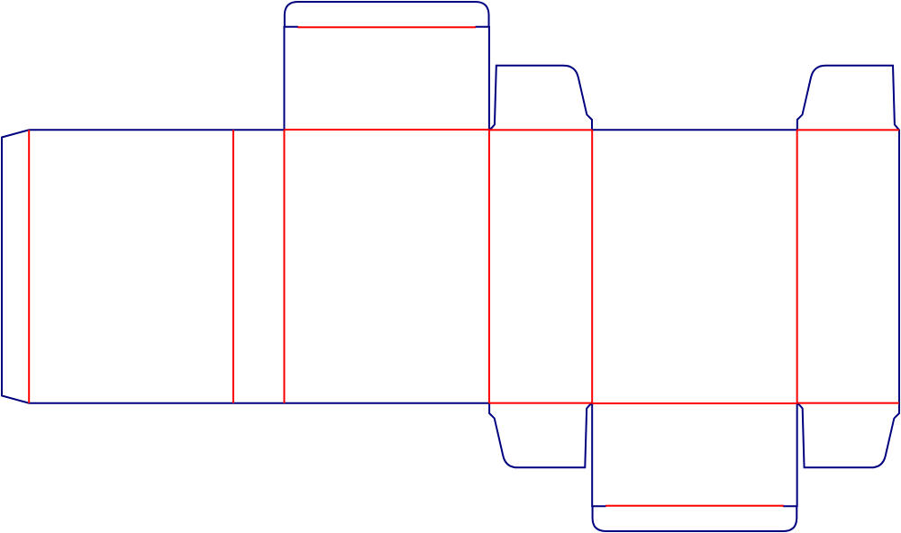 Flat dieline template for tuck-end cartons, style E60233.
