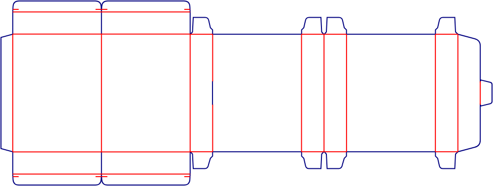 Flat dieline template for tuck-end cartons, style E60250.