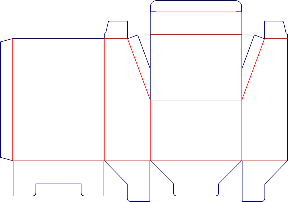 Flat dieline template for tuck-end cartons, style E60253.