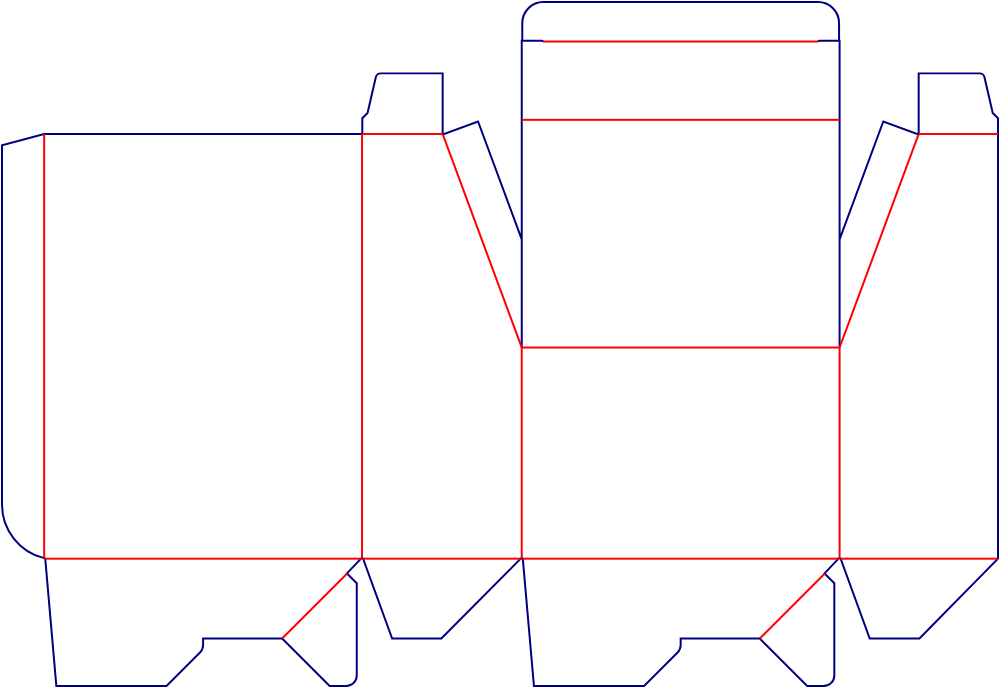 Flat dieline template for tuck-end cartons, style E60254.