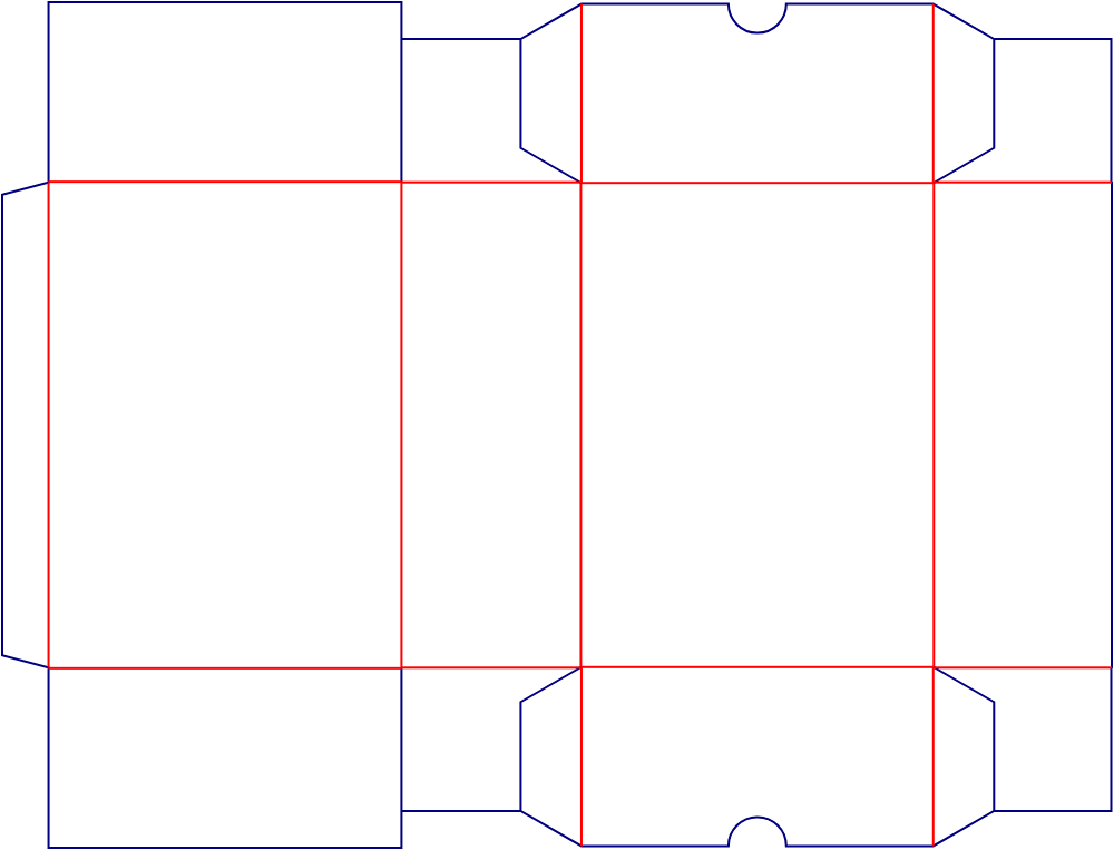 Flat dieline template for tuck-end cartons, style E60256.