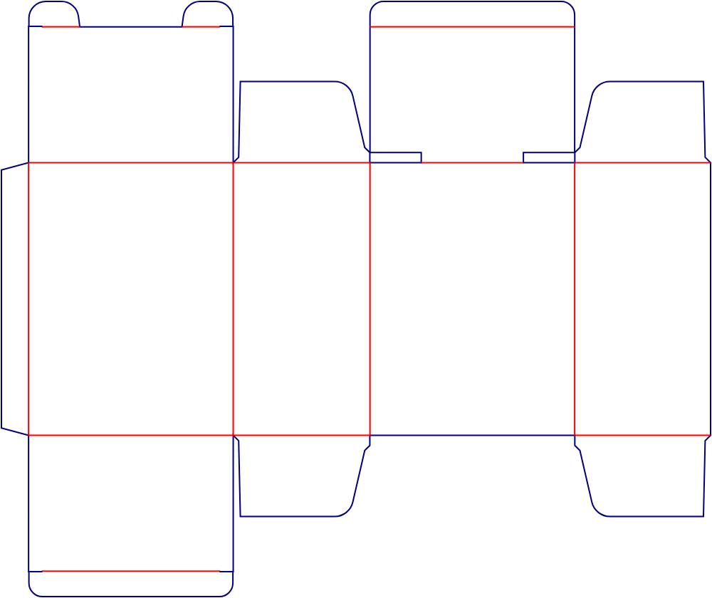 Flat dieline template for tuck-end cartons, style E60261.