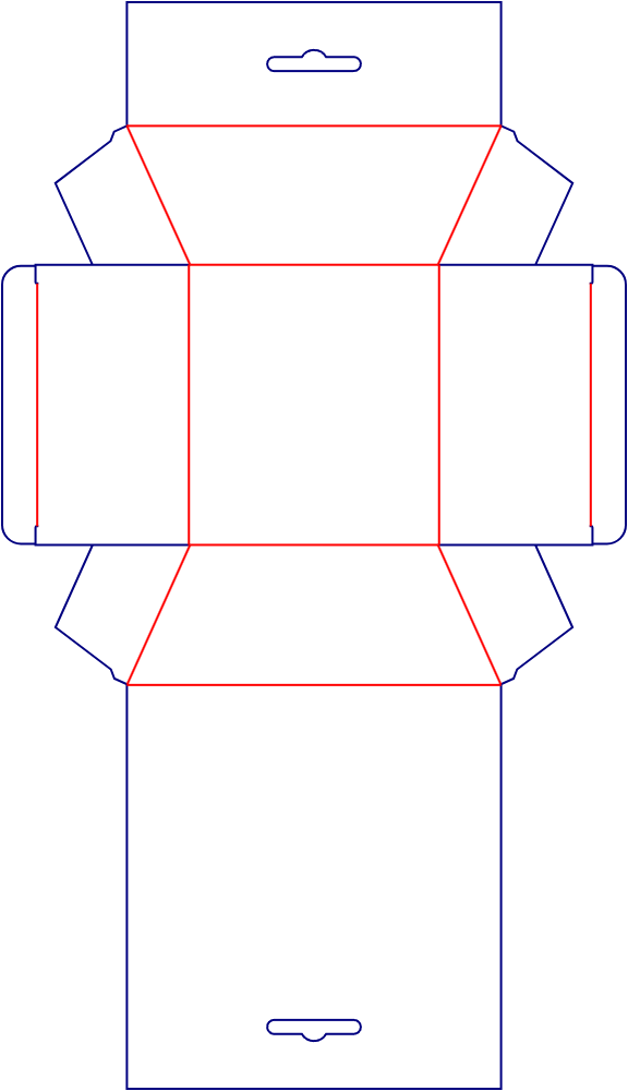 Flat dieline template for tuck-end cartons, style E60263.