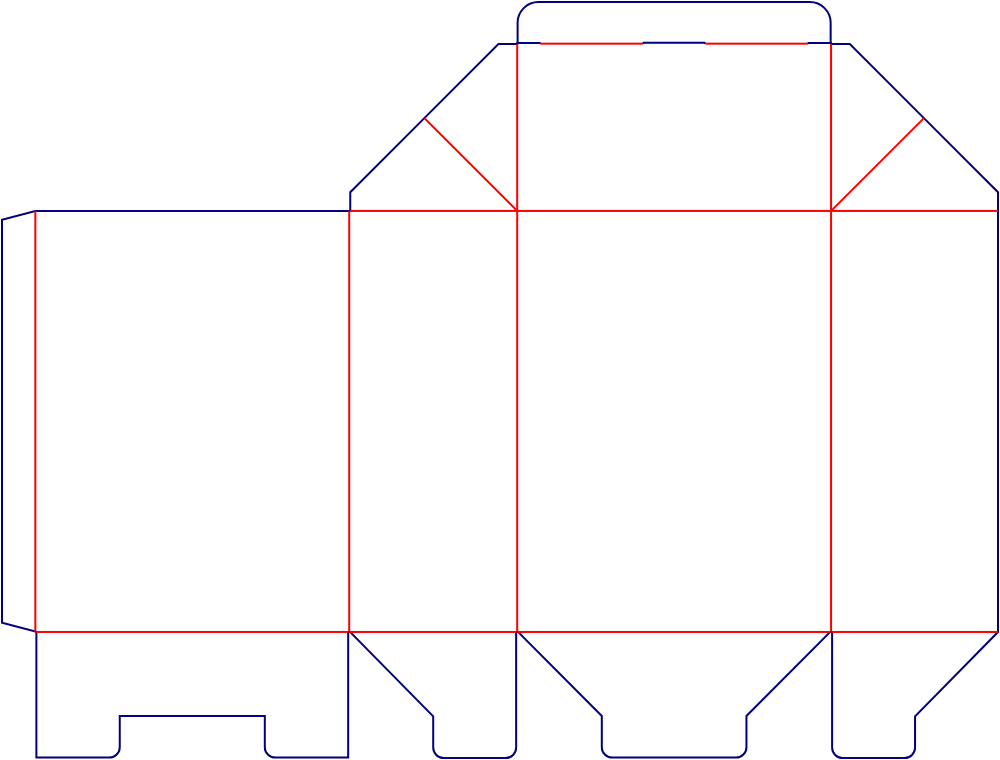 Flat dieline template for tuck-end cartons, style E60268.