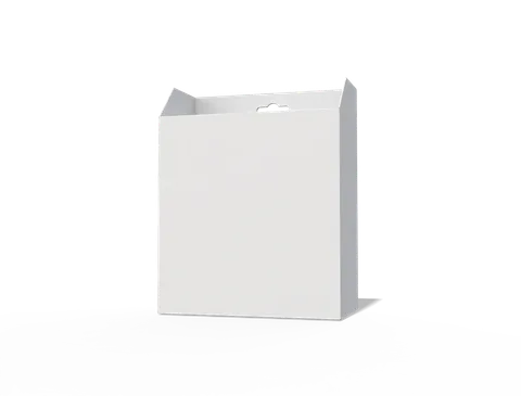 Reference view of hanging tuck-end cartons with euro slots, style E60275.