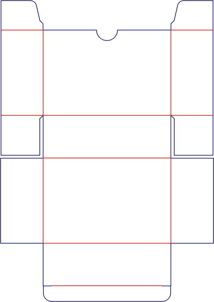 Flat dieline template for tuck-end cartons, style E60279.
