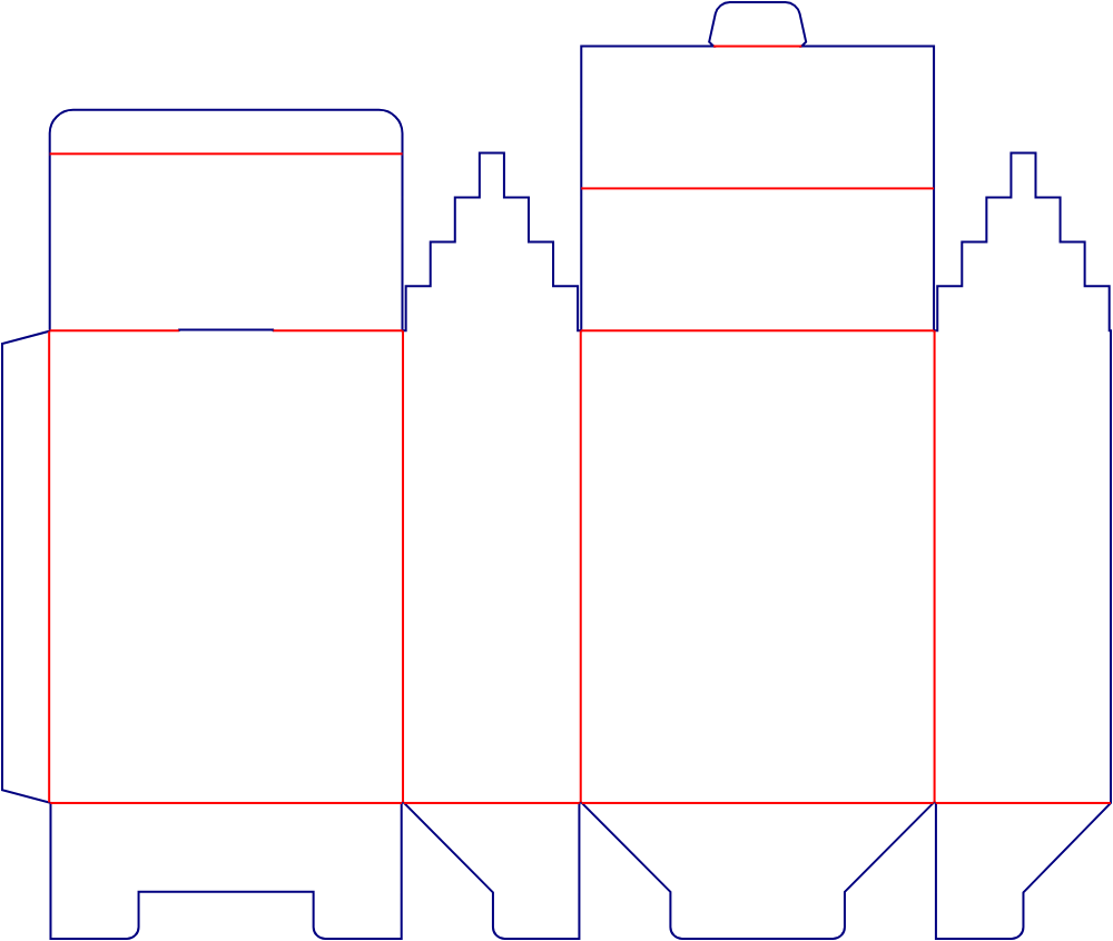 Flat dieline template for auto-lock bottom cartons, style E60283.
