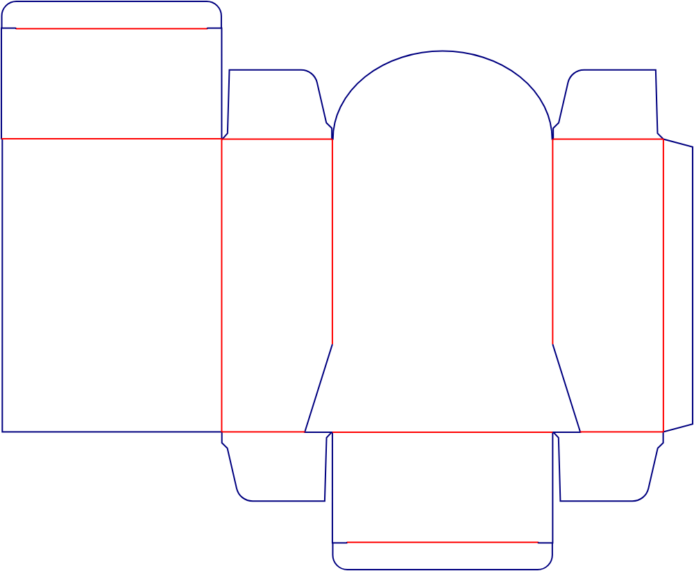 Flat dieline template for tuck-end cartons, style E60284.