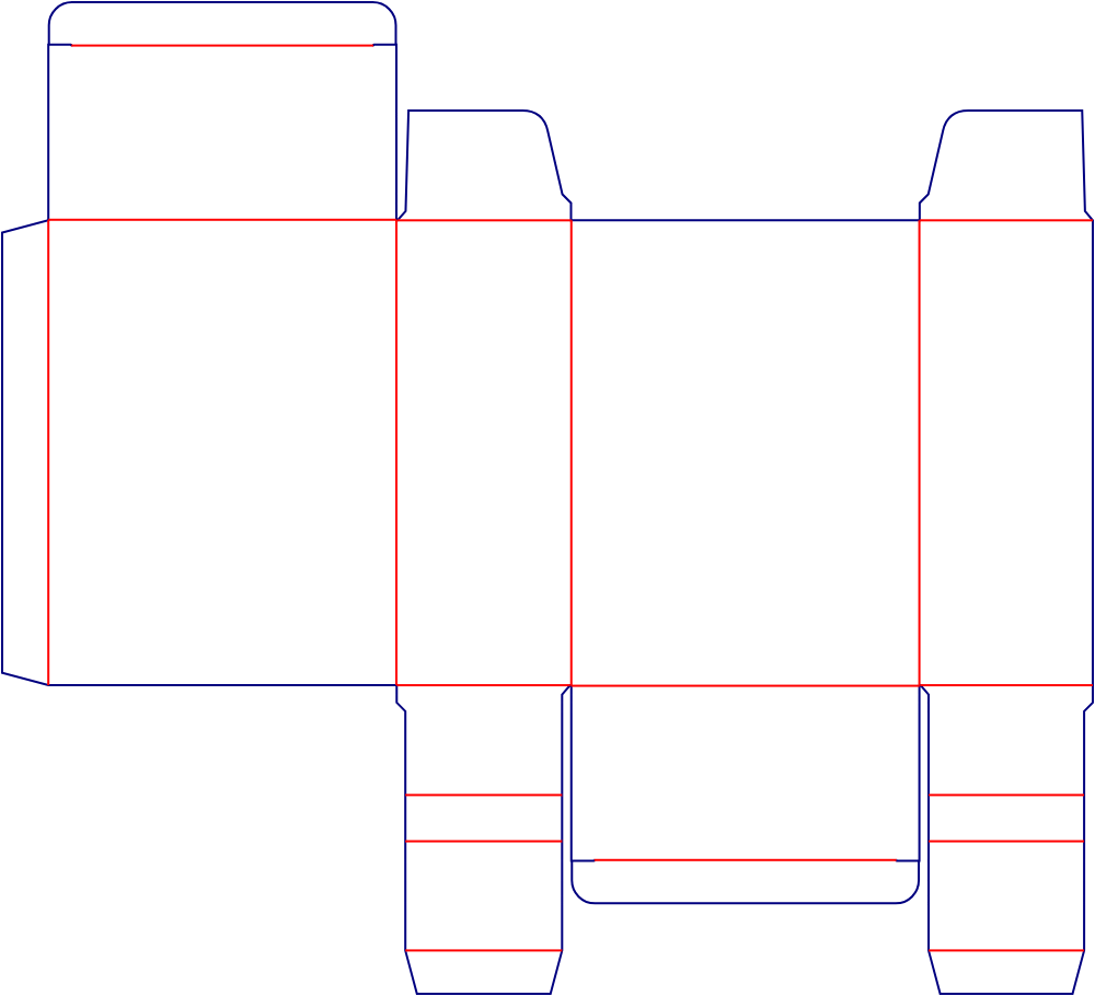 Flat dieline template for tuck-end cartons, style E60287.