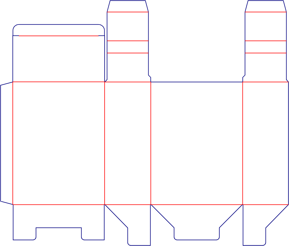 Flat dieline template for tuck-end cartons, style E60288.