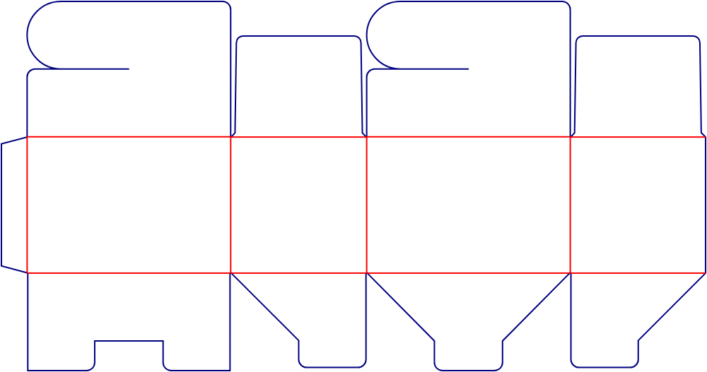 Flat dieline template for square folding cartons, style E60290.