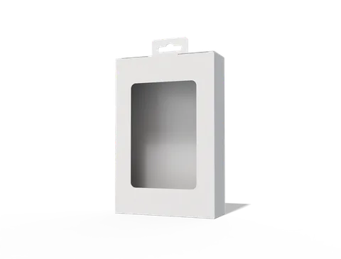 Reference view of hanging display cartons with windows, style E60292.