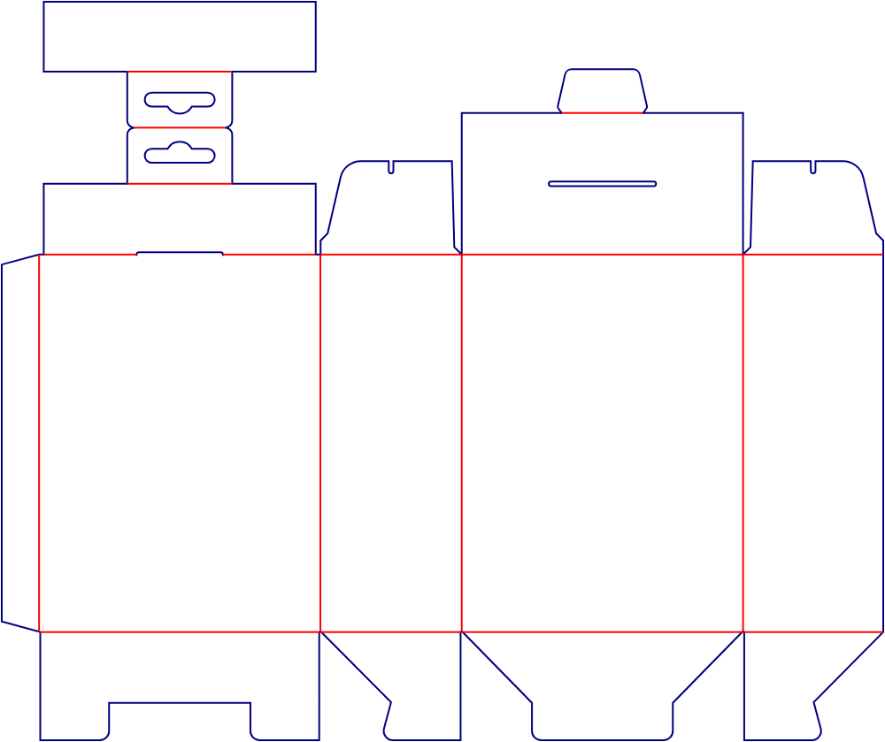 Flat dieline template for folding cartons, style E60294.