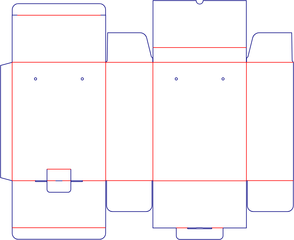 Flat dieline template for tuck-end cartons, style E60296.