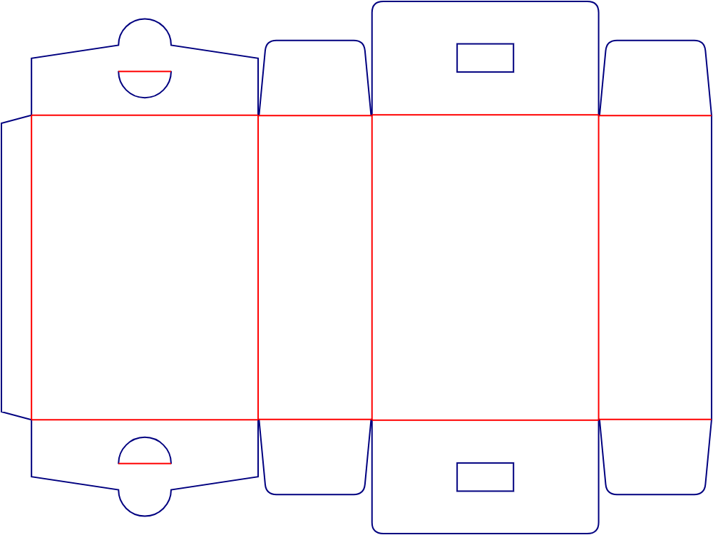 Flat dieline template for tuck-end cartons, style E60297.