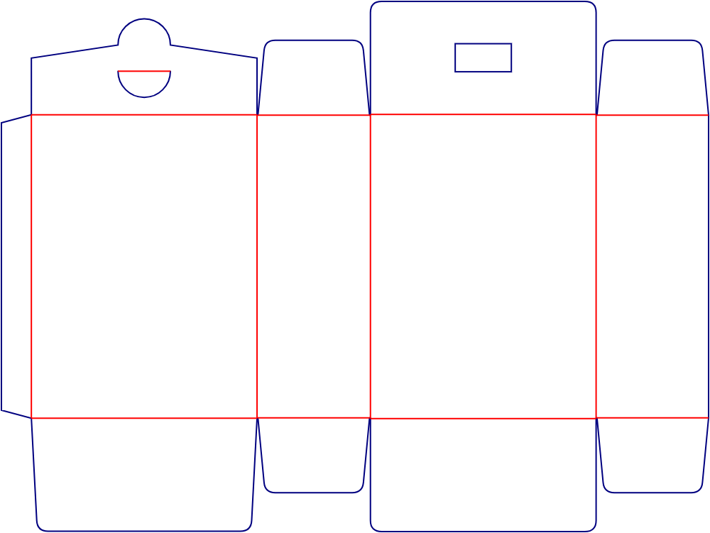 Flat dieline template for tuck-end cartons, style E60298.