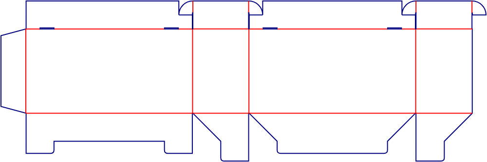 Flat dieline template for folding cartons, style E60308.