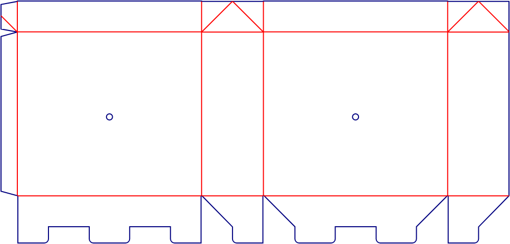 Flat dieline template for tuck-end cartons, style E60310.