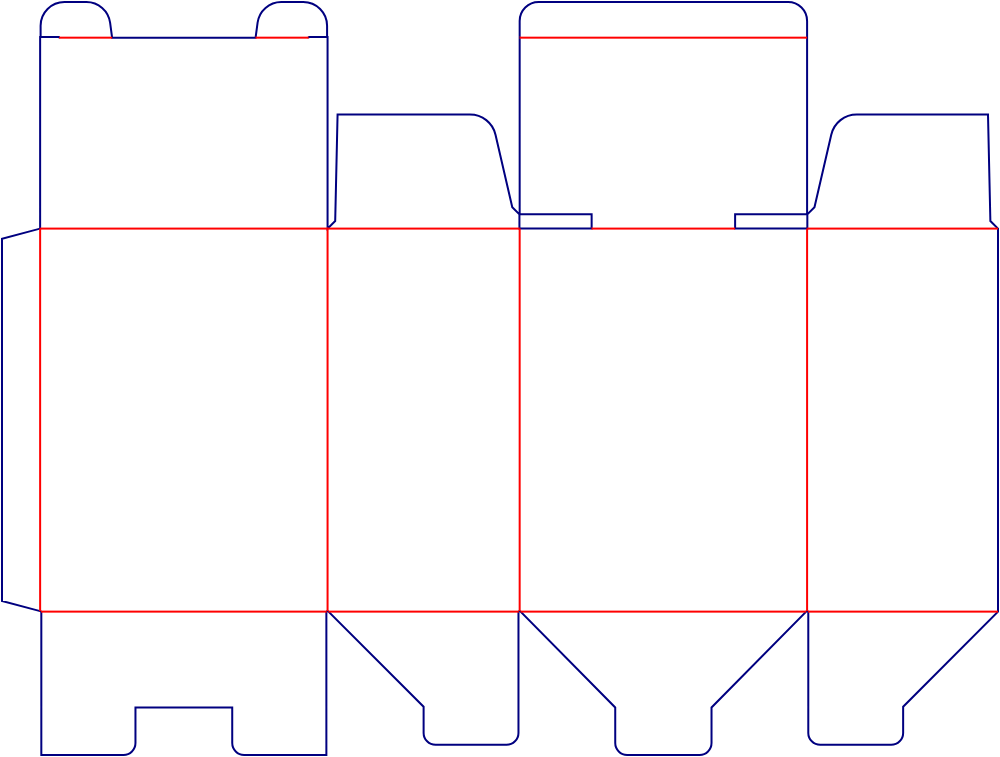 Flat dieline template for tuck-end cartons, style E60311.