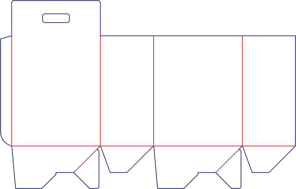 Flat dieline template for auto-lock bottom cartons, style E60314.
