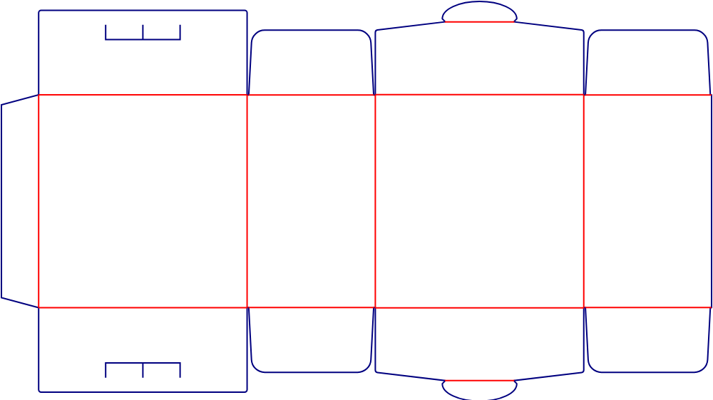 Flat dieline template for square folding cartons, style E60318.