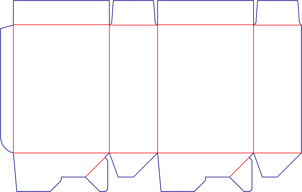 Flat dieline template for auto-lock bottom cartons, style E60321.