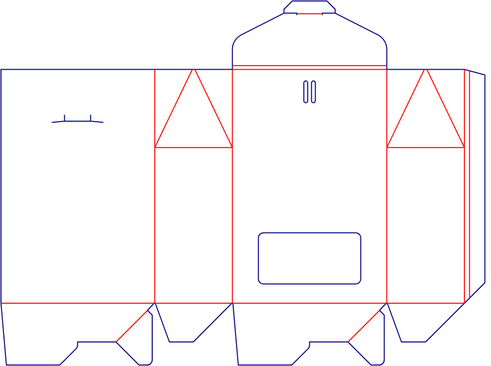 Flat dieline template for window tuck-end cartons, style E60325.