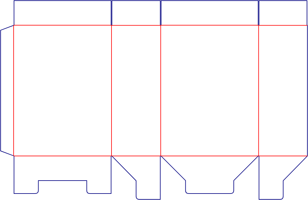 Flat dieline template for auto-lock bottom cartons, style E60326.