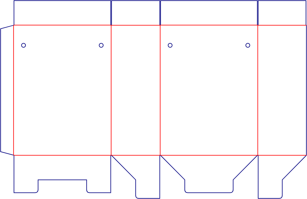 Flat dieline template for auto-lock bottom cartons, style E60327.