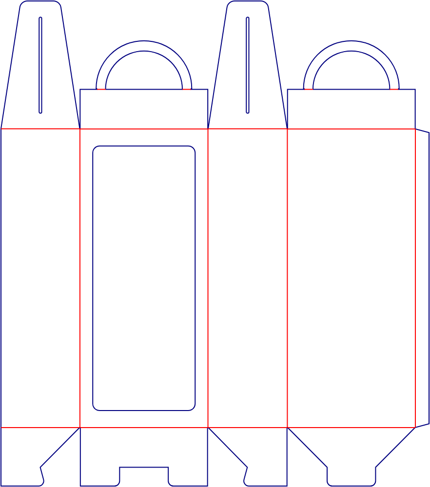 Flat dieline template for folding toy cartons, style E60335.