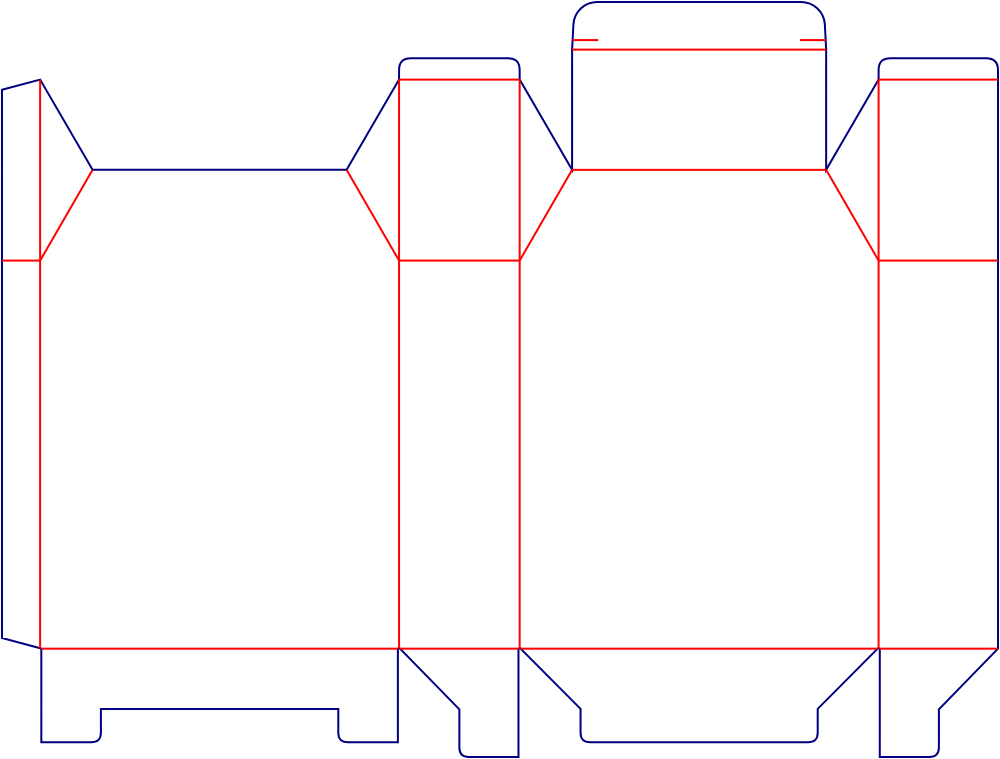 Flat dieline template for tuck-end cartons, style E60338.