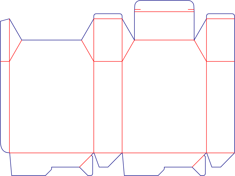 Flat dieline template for auto-lock bottom cartons, style E60339.