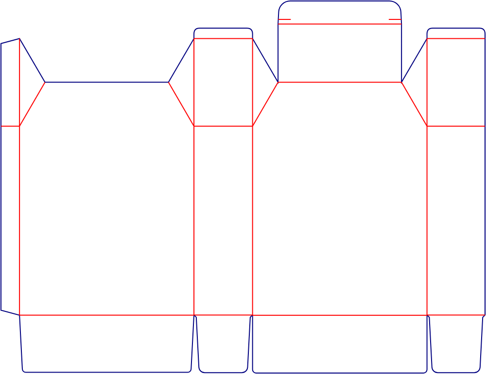 Flat dieline template for tuck-end cartons, style E60340.