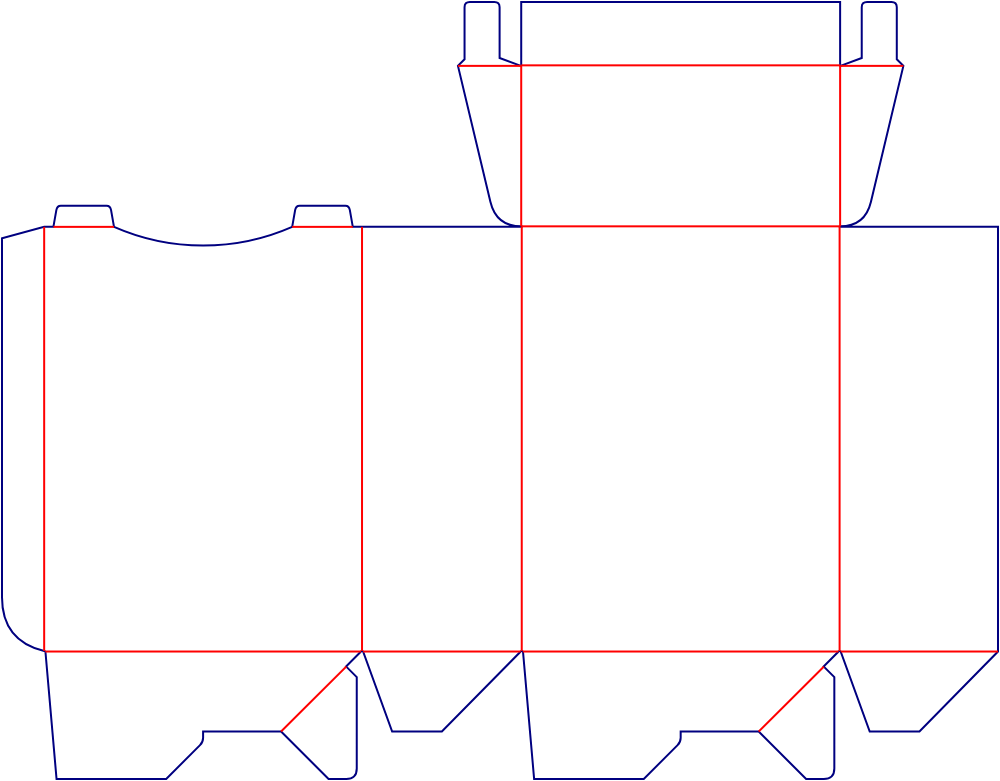 Flat dieline template for auto-lock bottom cartons, style E60342.