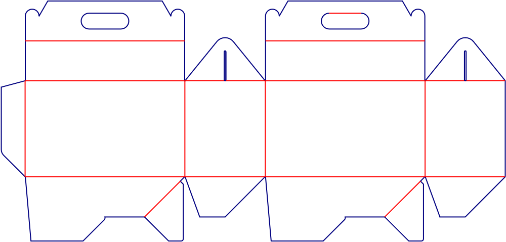 Flat dieline template for folding cartons, style E60345.