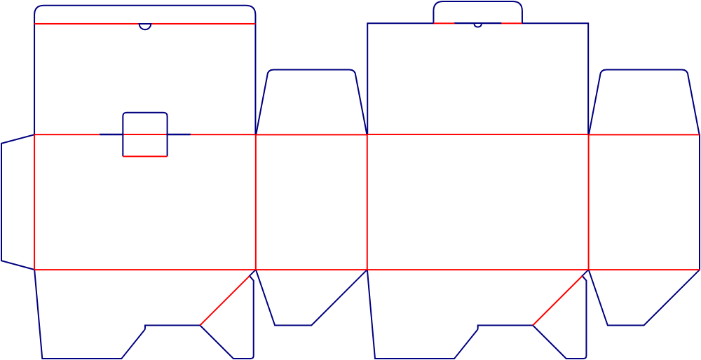 Flat dieline template for auto-lock bottom cartons with locking tabs, style E60347.