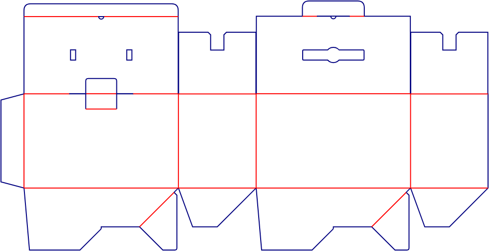 Flat dieline template for auto-lock bottom cartons with locking tabs, style E60351.