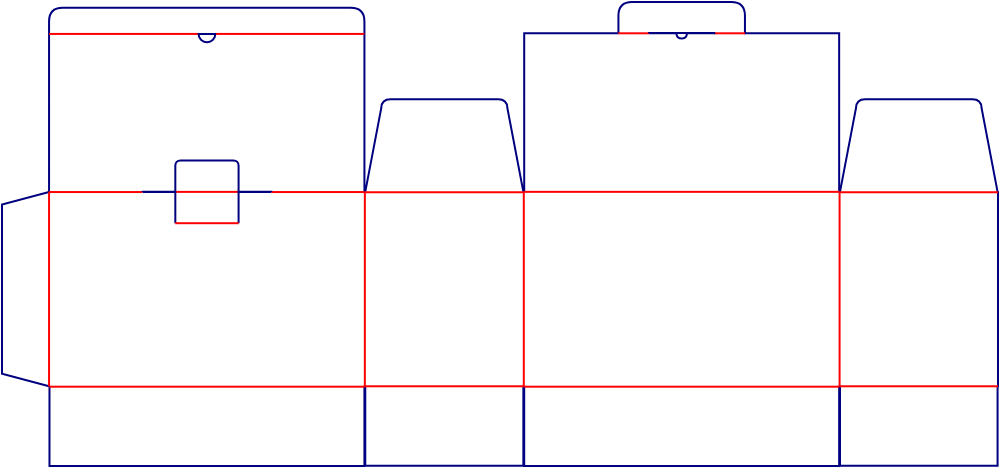 Flat dieline template for folding cartons with locking tabs, style E60352.