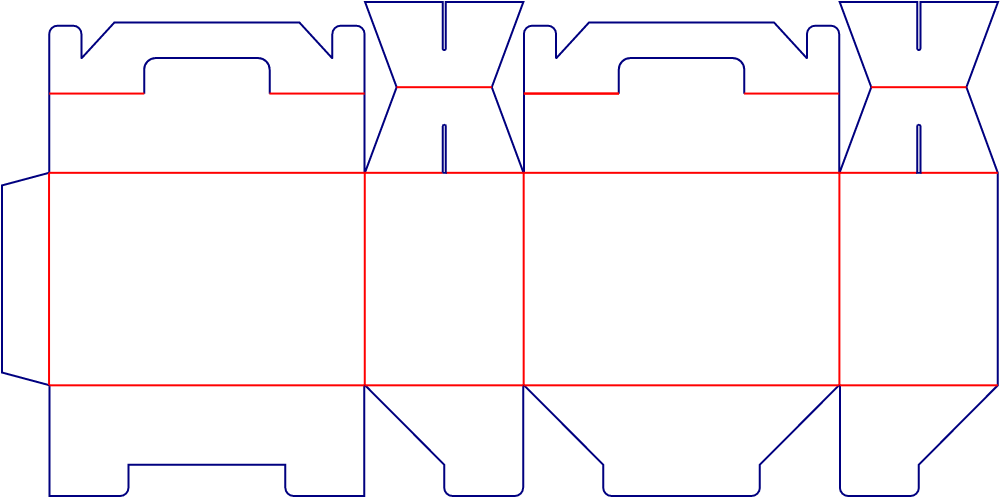 Flat dieline template for tuck-end cartons, style E60353.