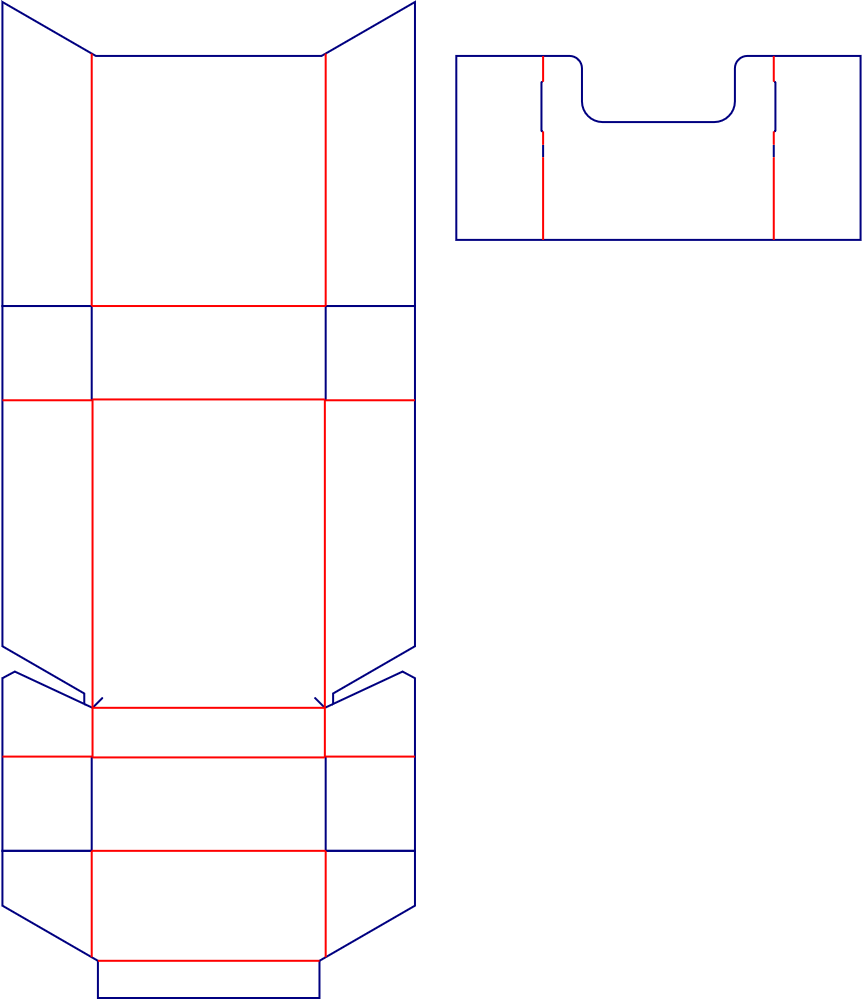 Flat dieline template for tuck-end cartons, style E60357.