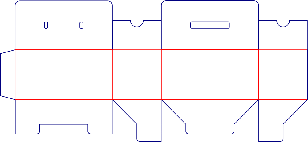 Flat dieline template for tuck-end cartons, style E60358.